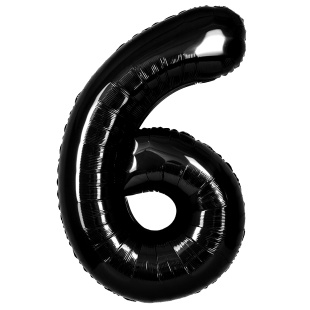 Шар (40''/102 см) Цифра, 6, Черный, Металлик, 1 шт. в уп.
