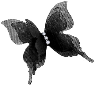 Декоративные бабочки Шифоновые, трехслойные, клеевые точки в компл, Черный, 4,5*5 см, 10 шт.