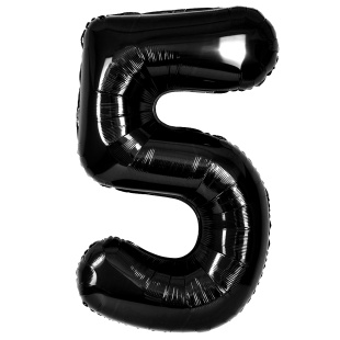 Шар (40''/102 см) Цифра, 5, Черный, Металлик, 1 шт. в уп.